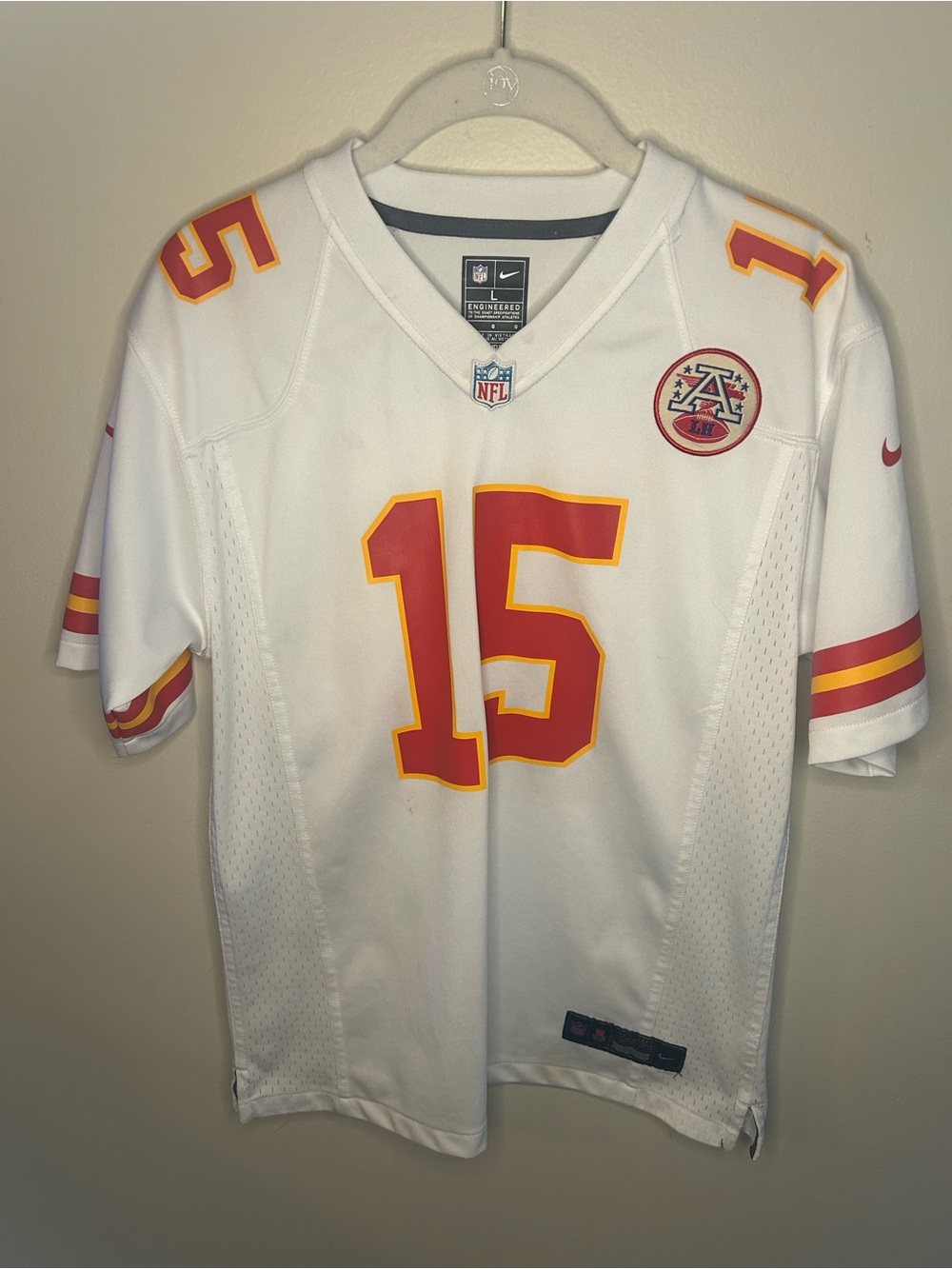 NFL White Chiefs #15 Football Youth Jersey with Red and Gold Accents